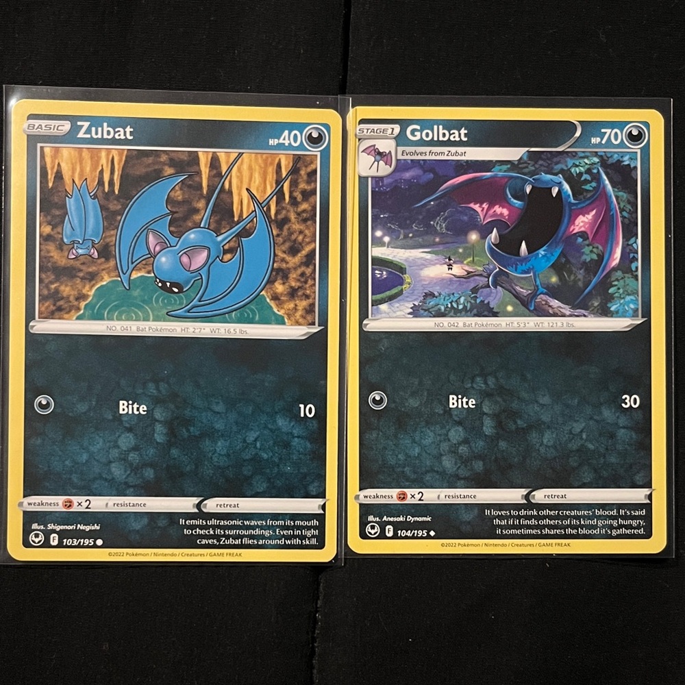 POKEMON CARDS - ZUBAT #103/195 & GOLBAT #104/195 - BOTH IN MINT CONDITION!